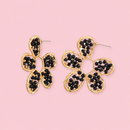 Oorbellen black daisy - Zwart