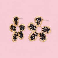 Oorbellen black daisy - Zwart