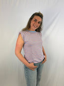 Happy stripes korte mouw - Blauw /Roze