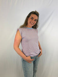 Happy stripes korte mouw - Blauw /Roze