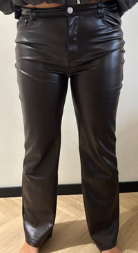 Nika Leather look broek - Bruin