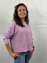 Happy stripes T-shirt  - Lila