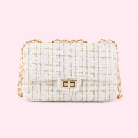 Tweed Glam Schoulderbag- Wit/Goud