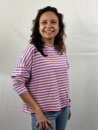 Happy stripes T-shirt  - Lila