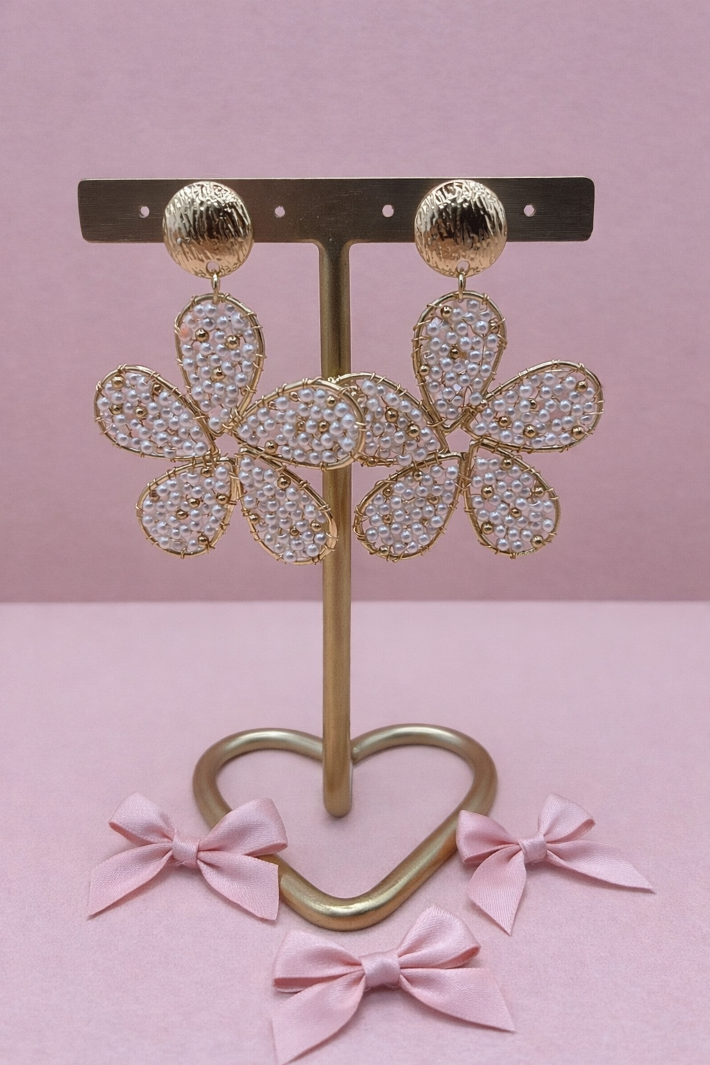 Oorbellen hanger Daisy - Beige