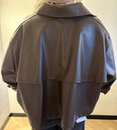 Naomi Leren blouse - Bruin