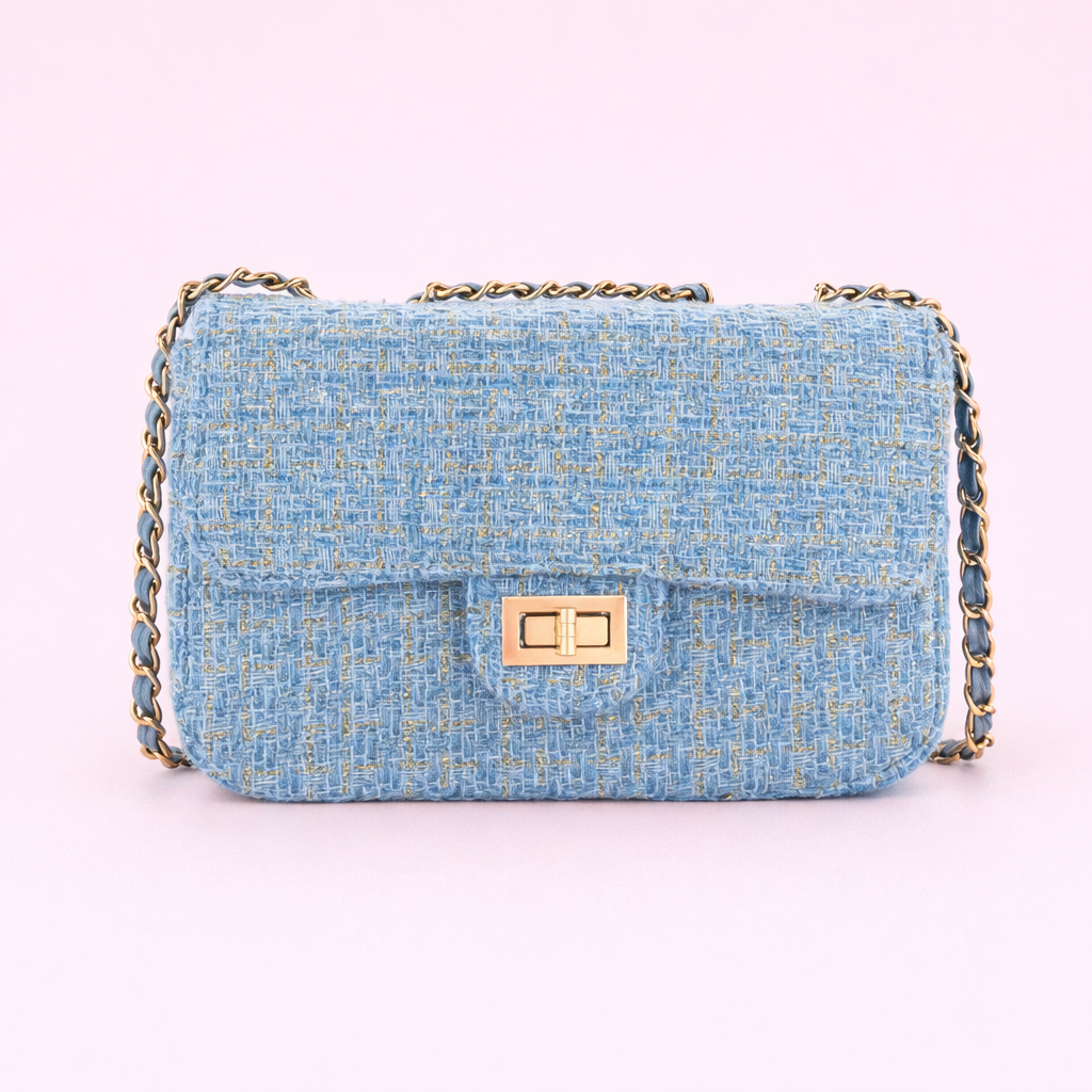 Tweed Glam Schoulderbag- Blauw