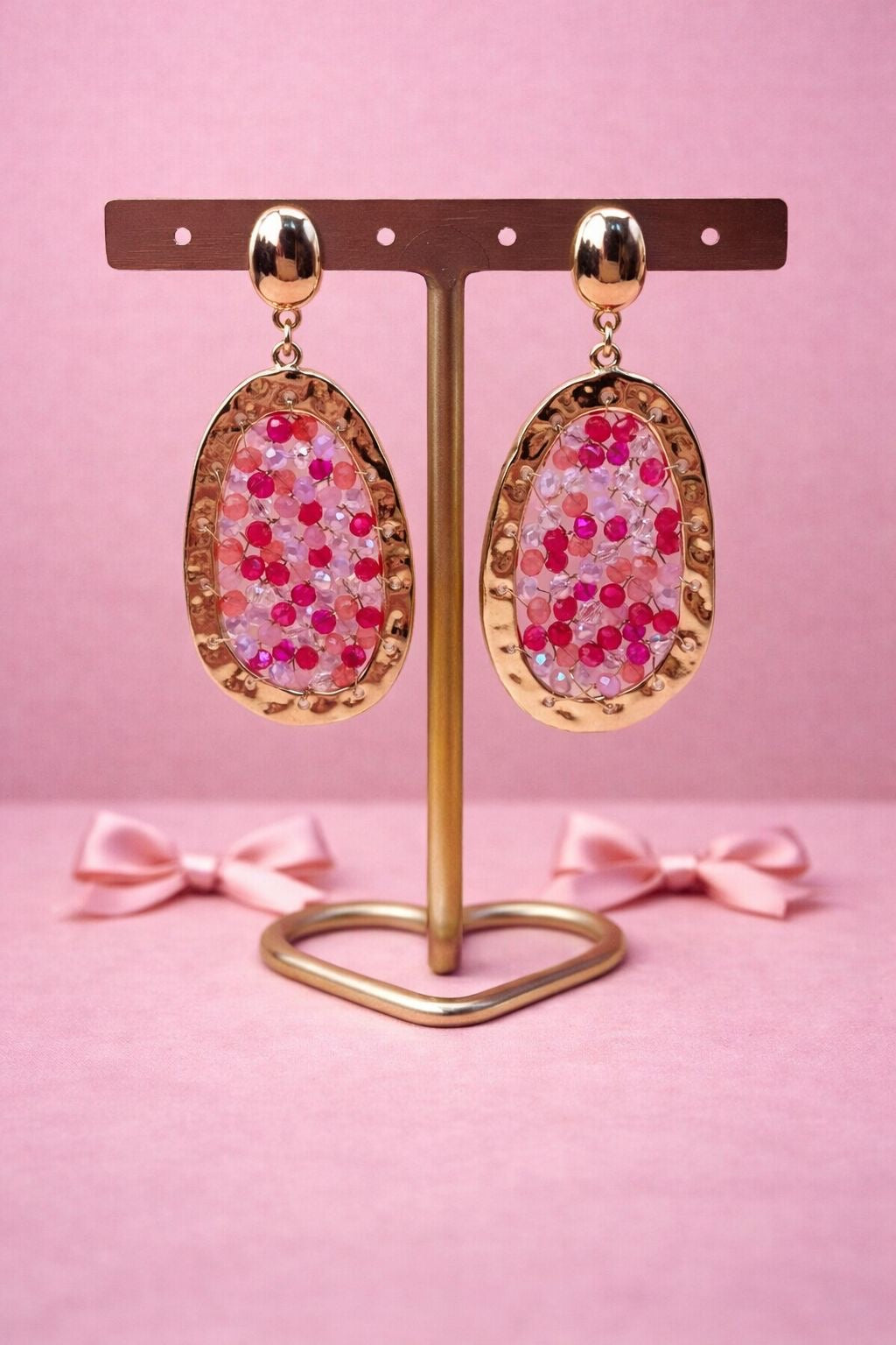 Oorbellen color & gold - Roze