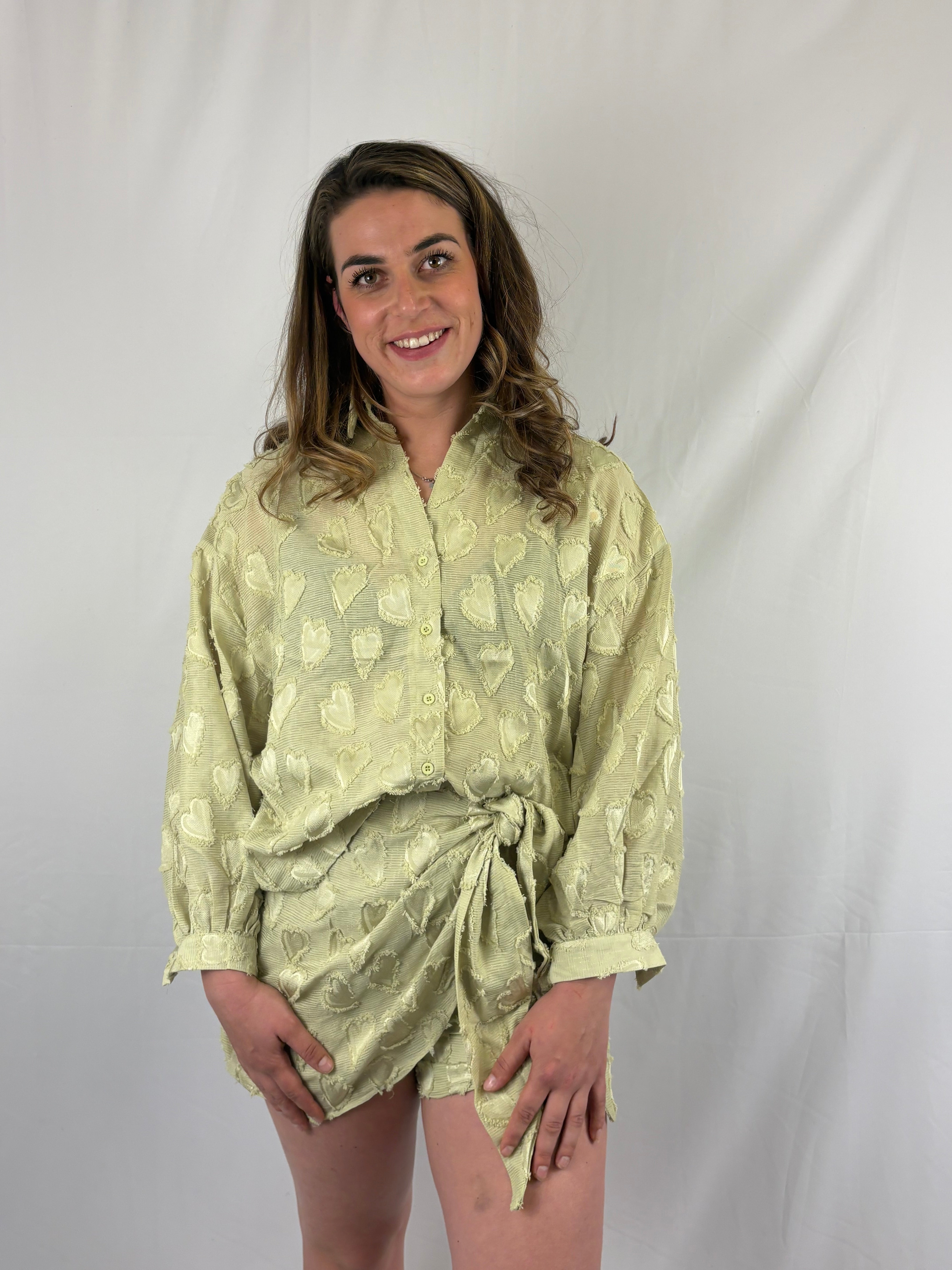Made of hearts blouse - Groen