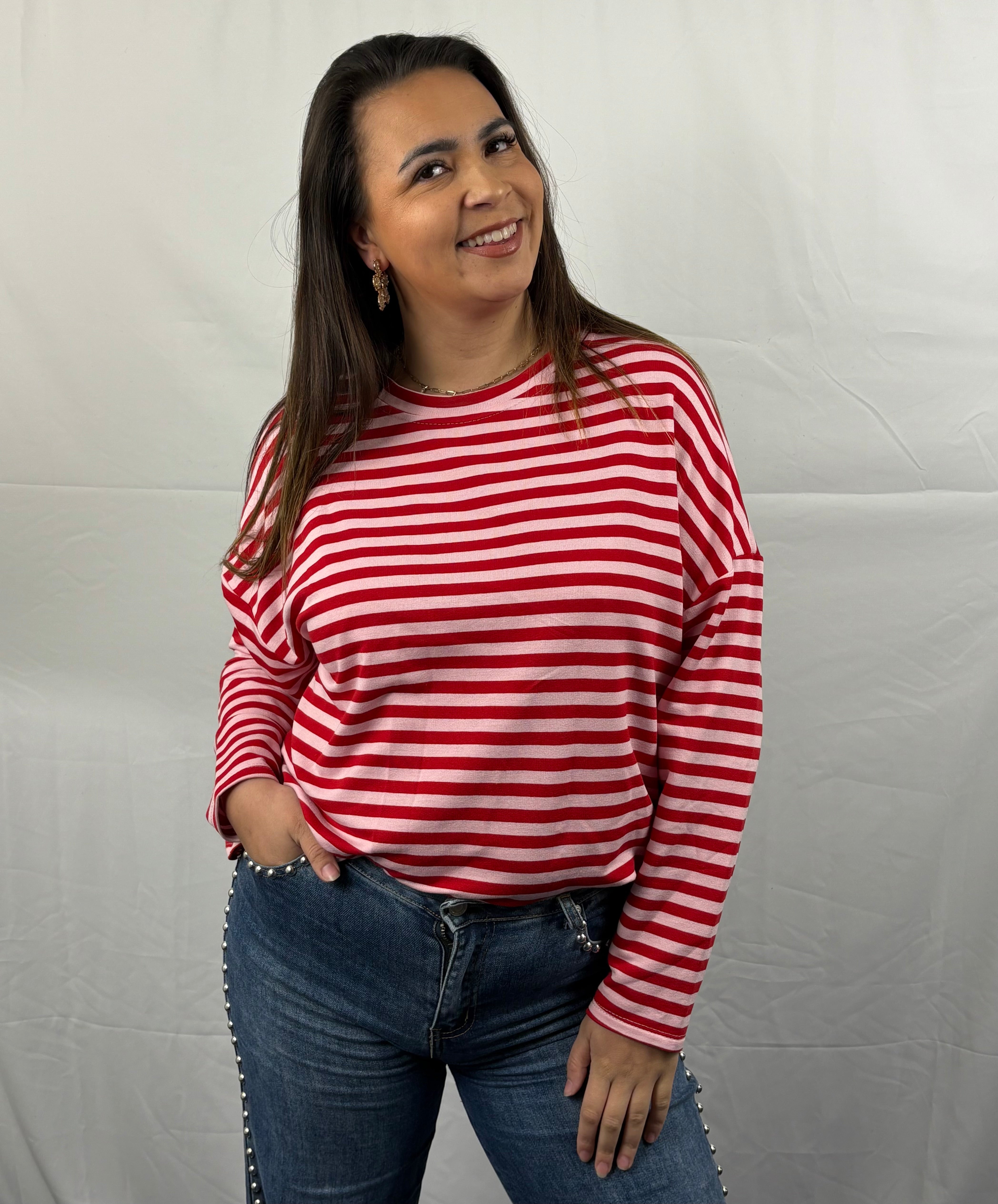 Happy stripes T-shirt - Rood