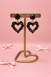 Oorbellen tiny hearts - Zwart