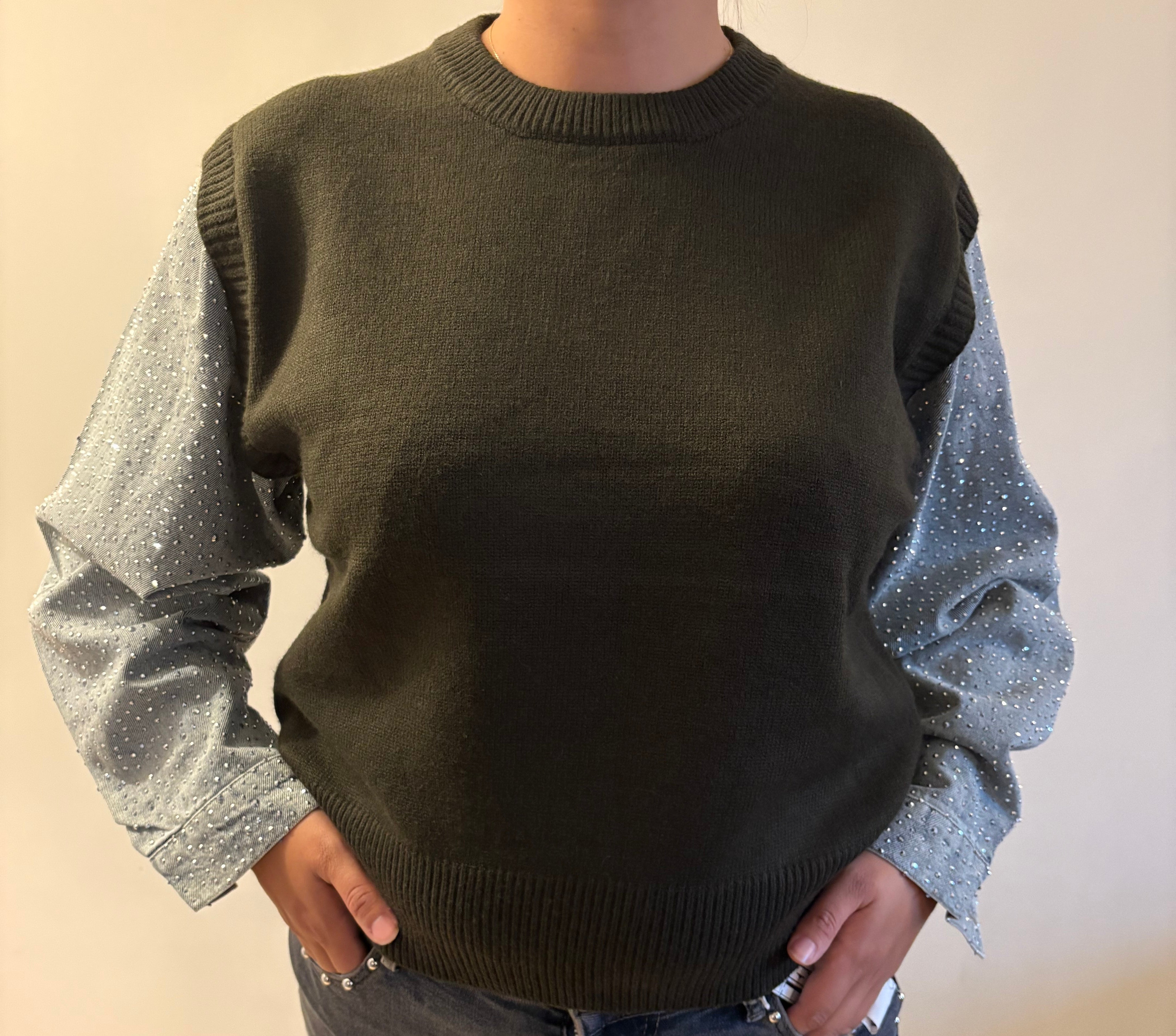 Bente trui spijkermouw - Groen