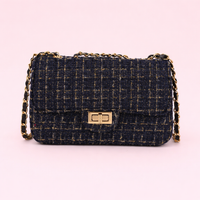 Tweed Glam Shoulderbag-Blauw
