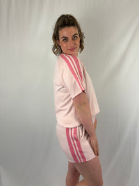 Blush stripe set - Roze