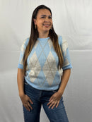 Lovely lattice top - Blauw