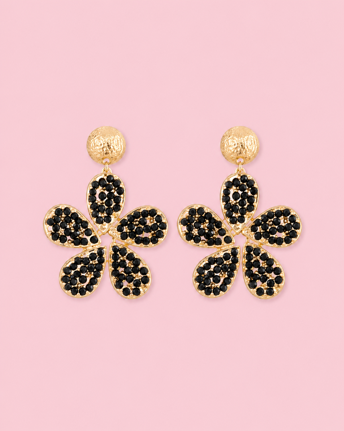 Oorbellen hanger Daisy - Zwart