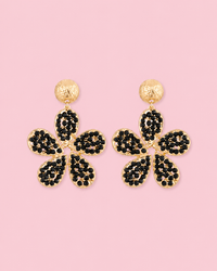 Oorbellen hanger Daisy - Zwart