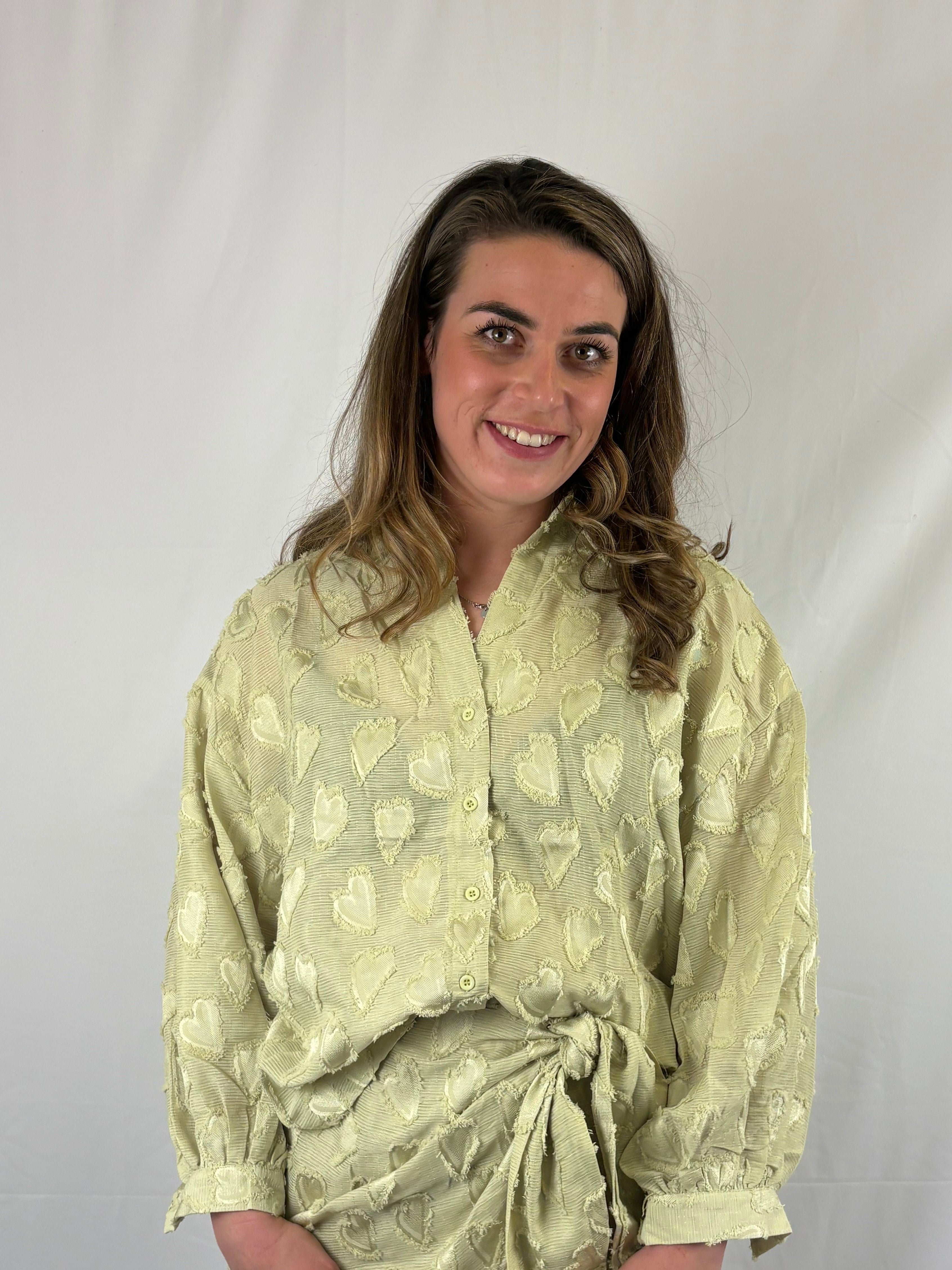 Made of hearts blouse - Groen