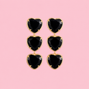 Oorbellen triple heart - Zwart