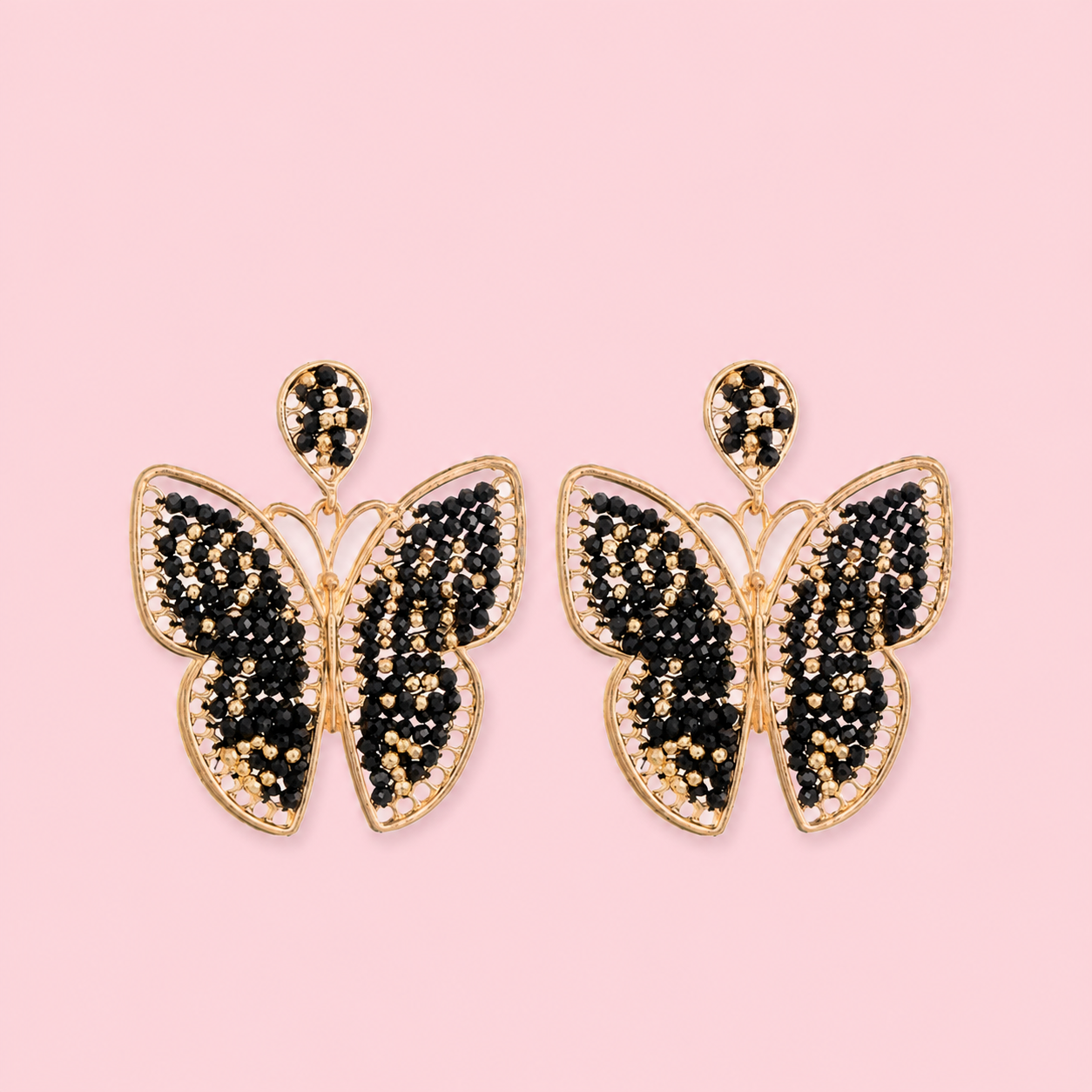 Oorbellen butterfly glam - Zwart