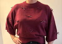 Bibi Trui strikjes - Bordeaux rood