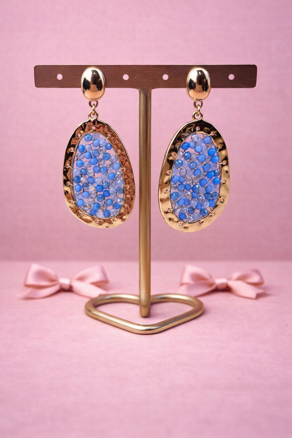 Oorbellen color & gold - Blauw