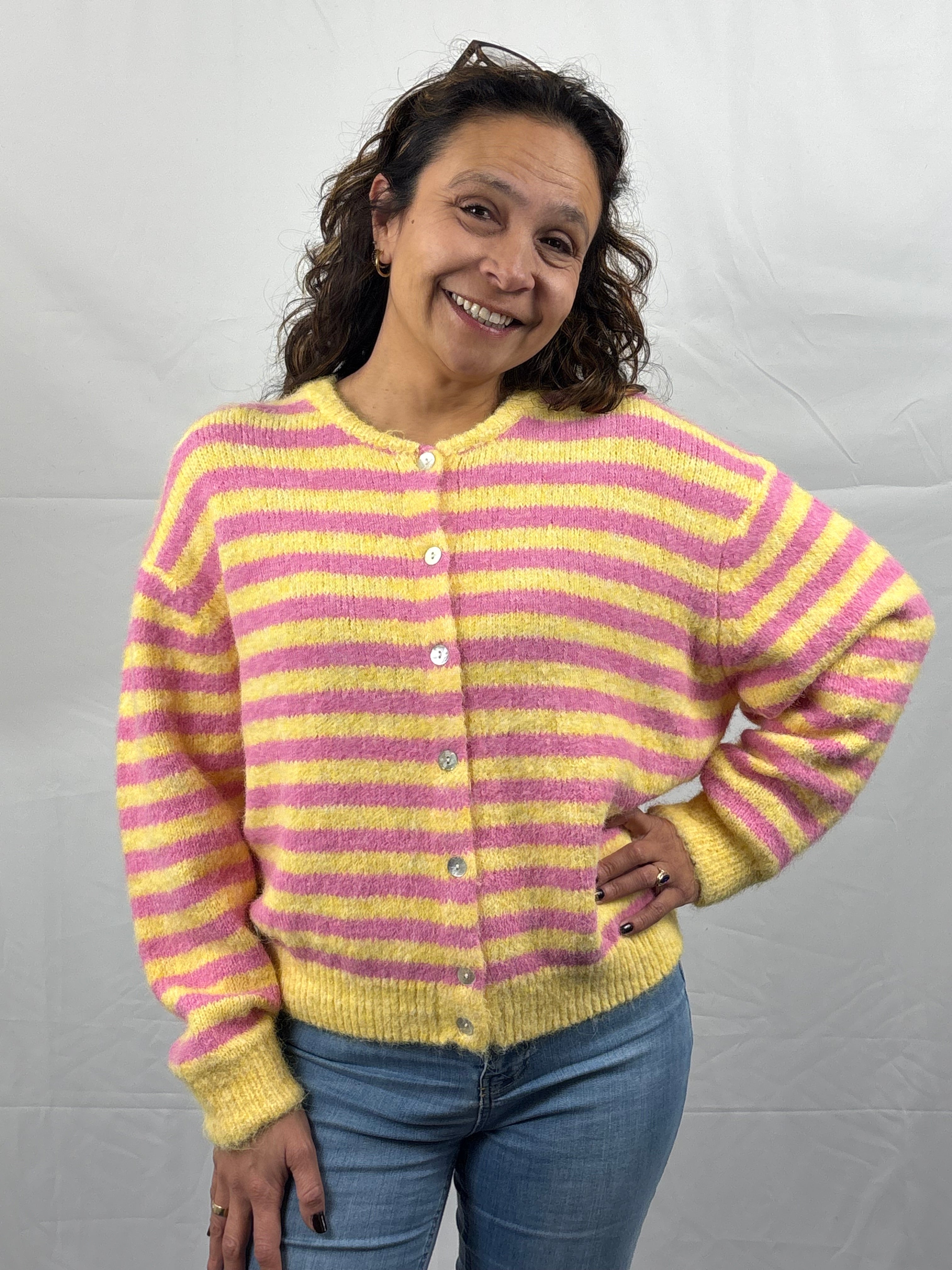 Stripe love trui - Geel