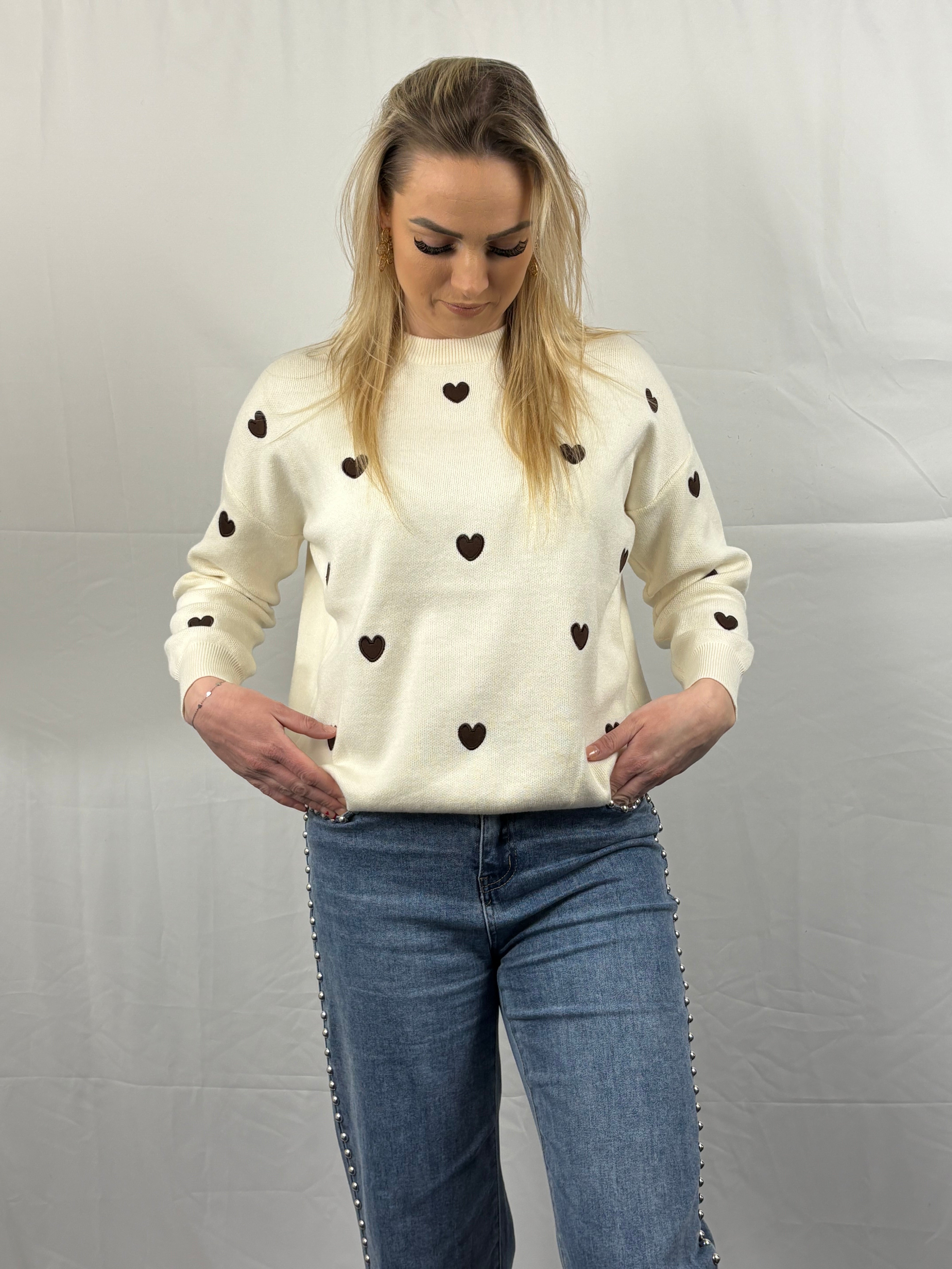 Hartjes trui - Wit