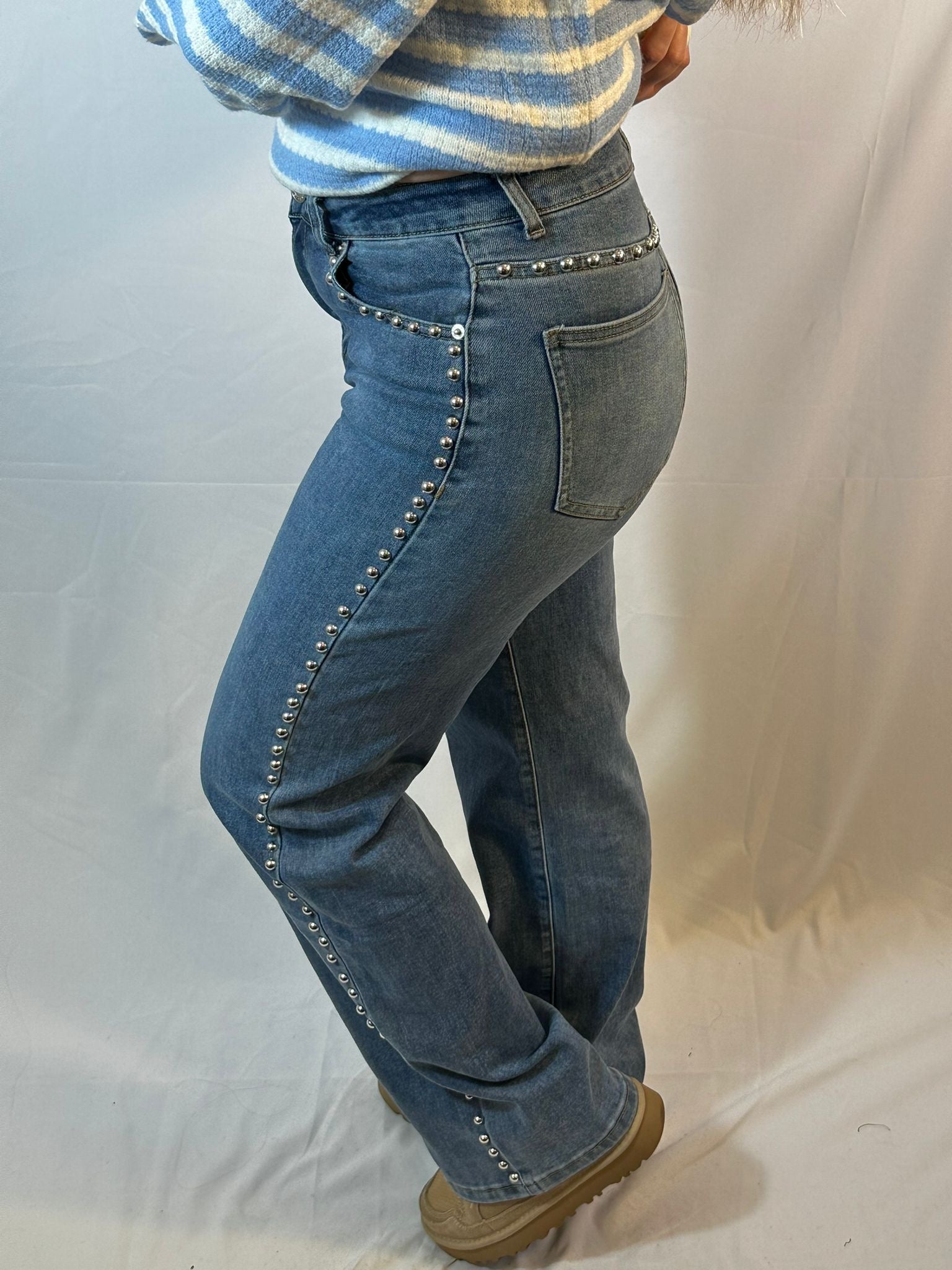 Brenice studs broek - Blauw