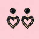 Oorbellen tiny hearts - Zwart