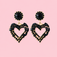 Oorbellen tiny hearts - Zwart