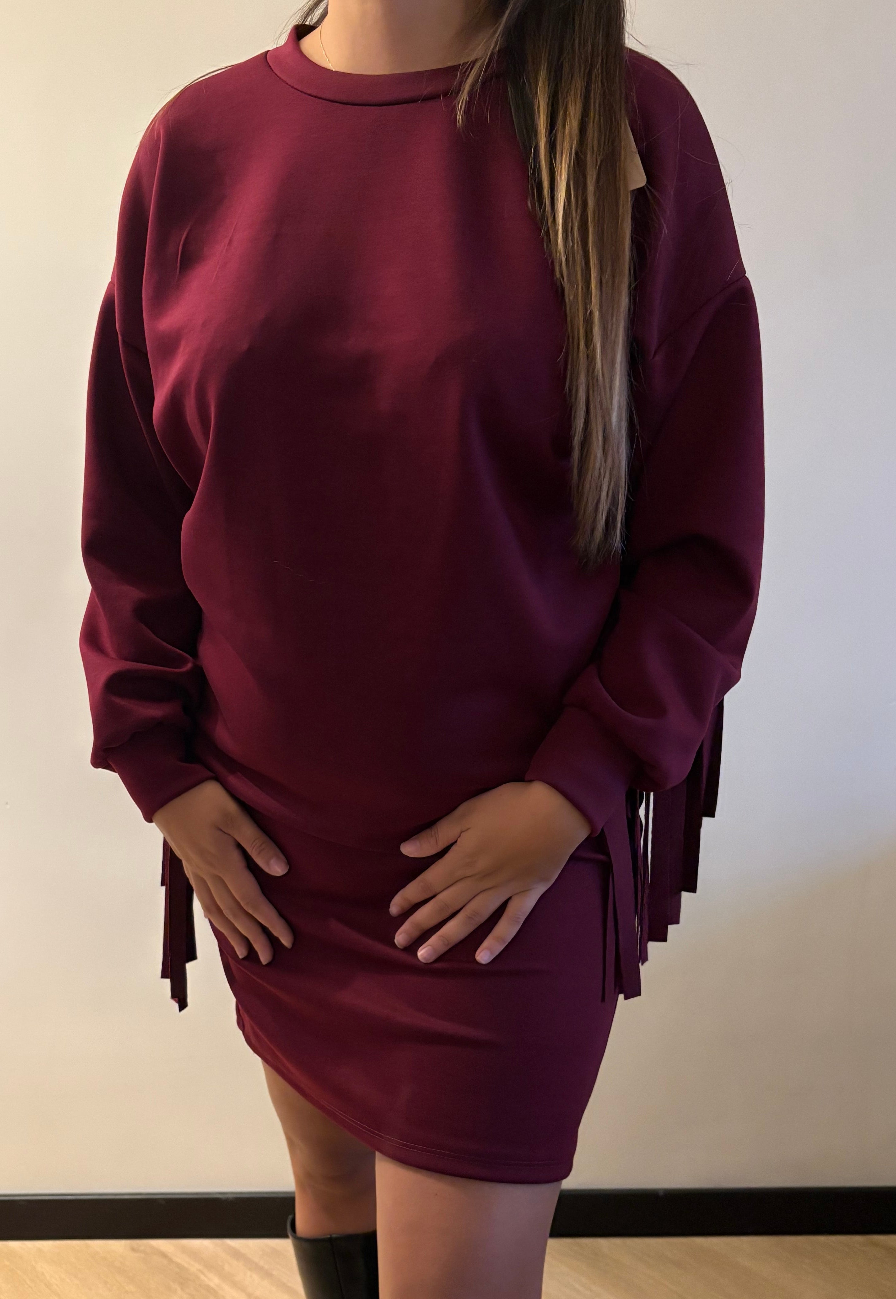 Anja cowboy jurkje - Bordeaux rood