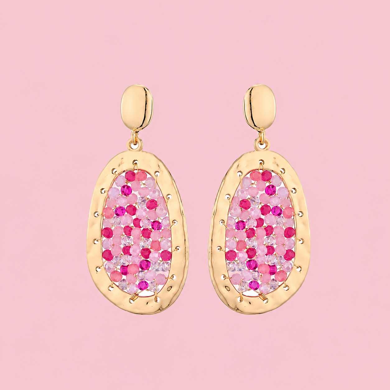 Oorbellen color & gold - Roze