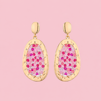 Oorbellen color & gold - Roze