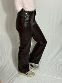 Nika Leather look broek - Bruin