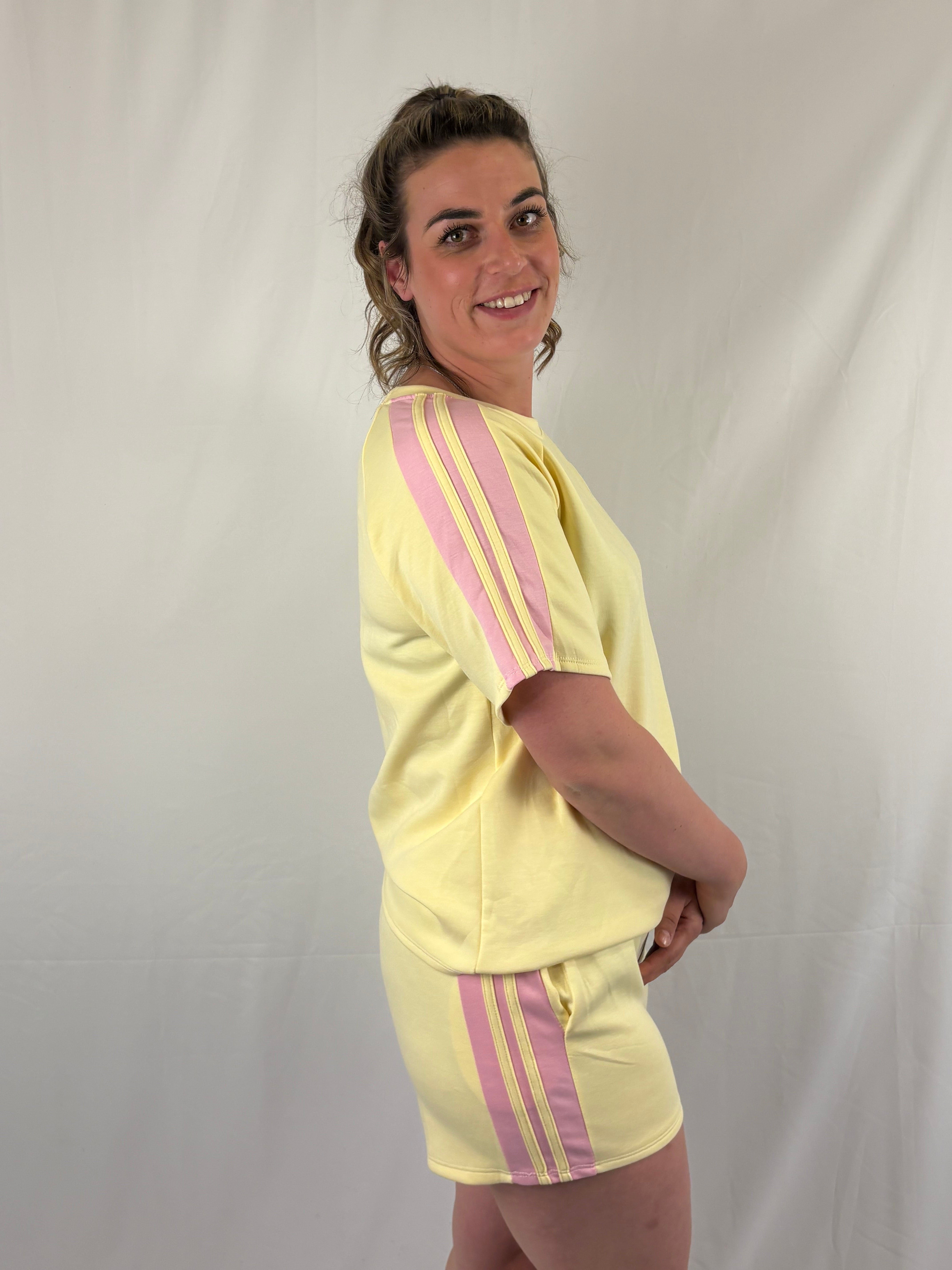 Blush stripe set - Geel