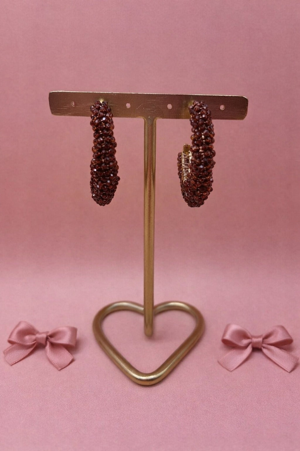 Oorbellen glitter grace - Bruin