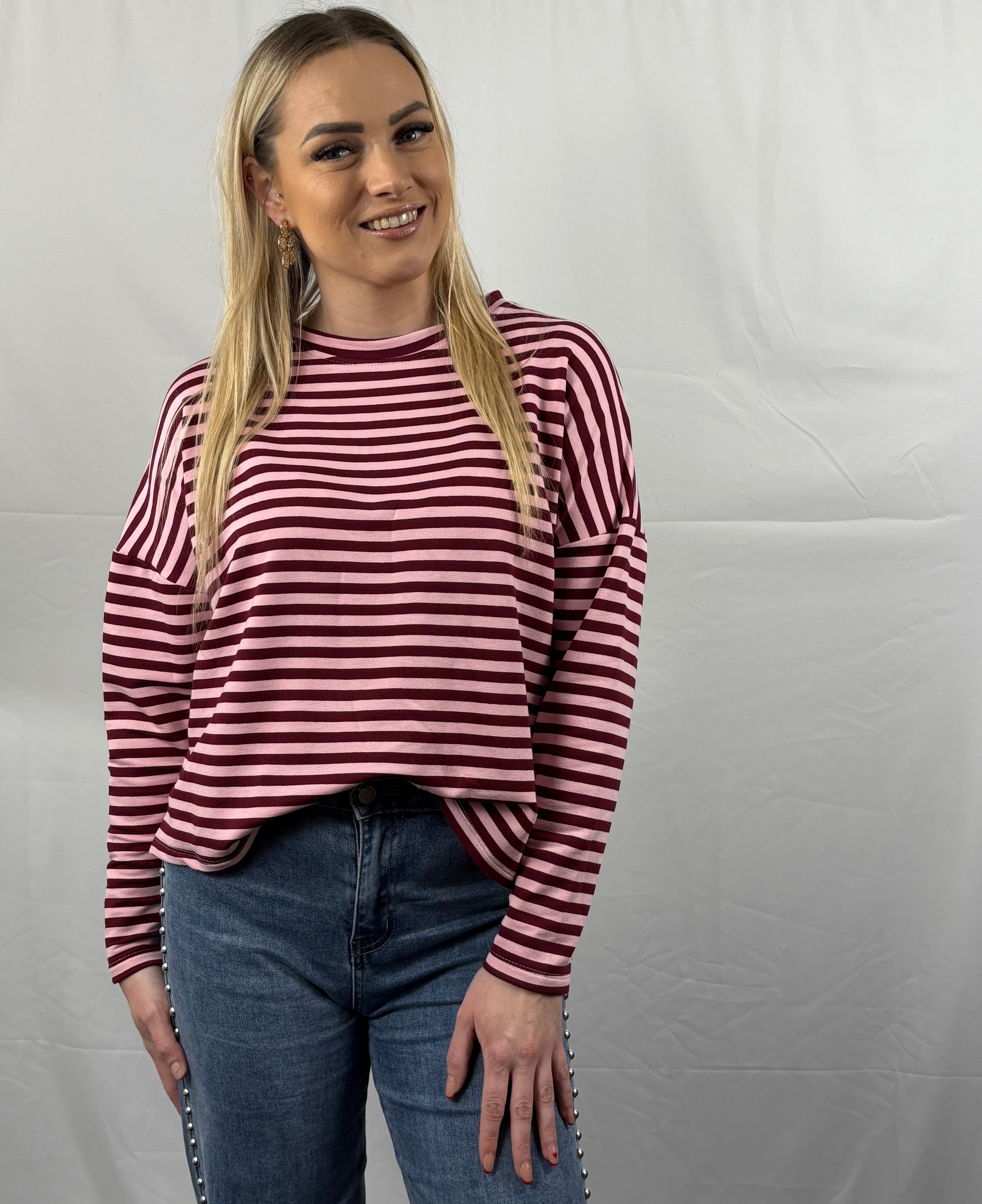 Happy stripes T-shirt - Roze
