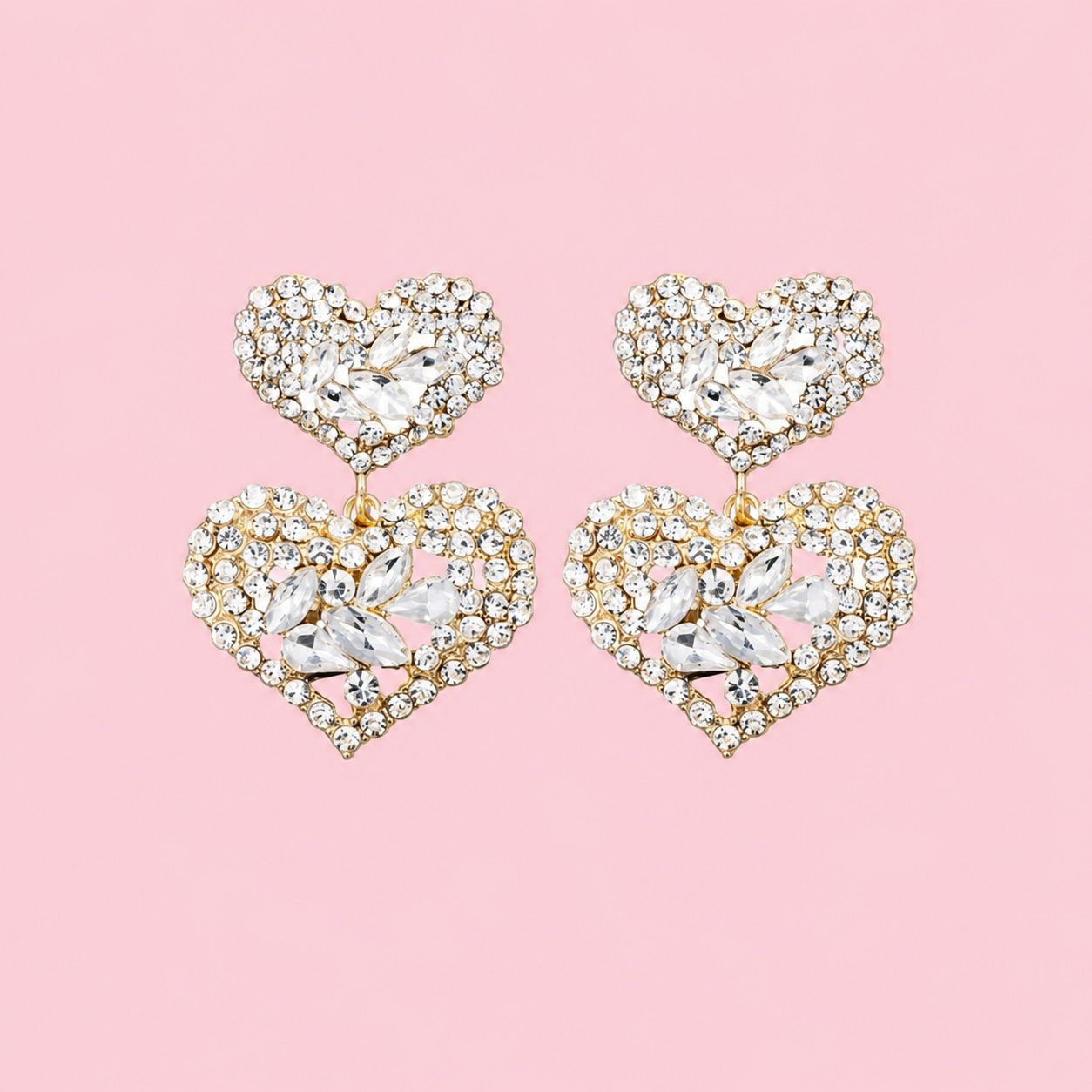 Oorbellen double love - Zilver