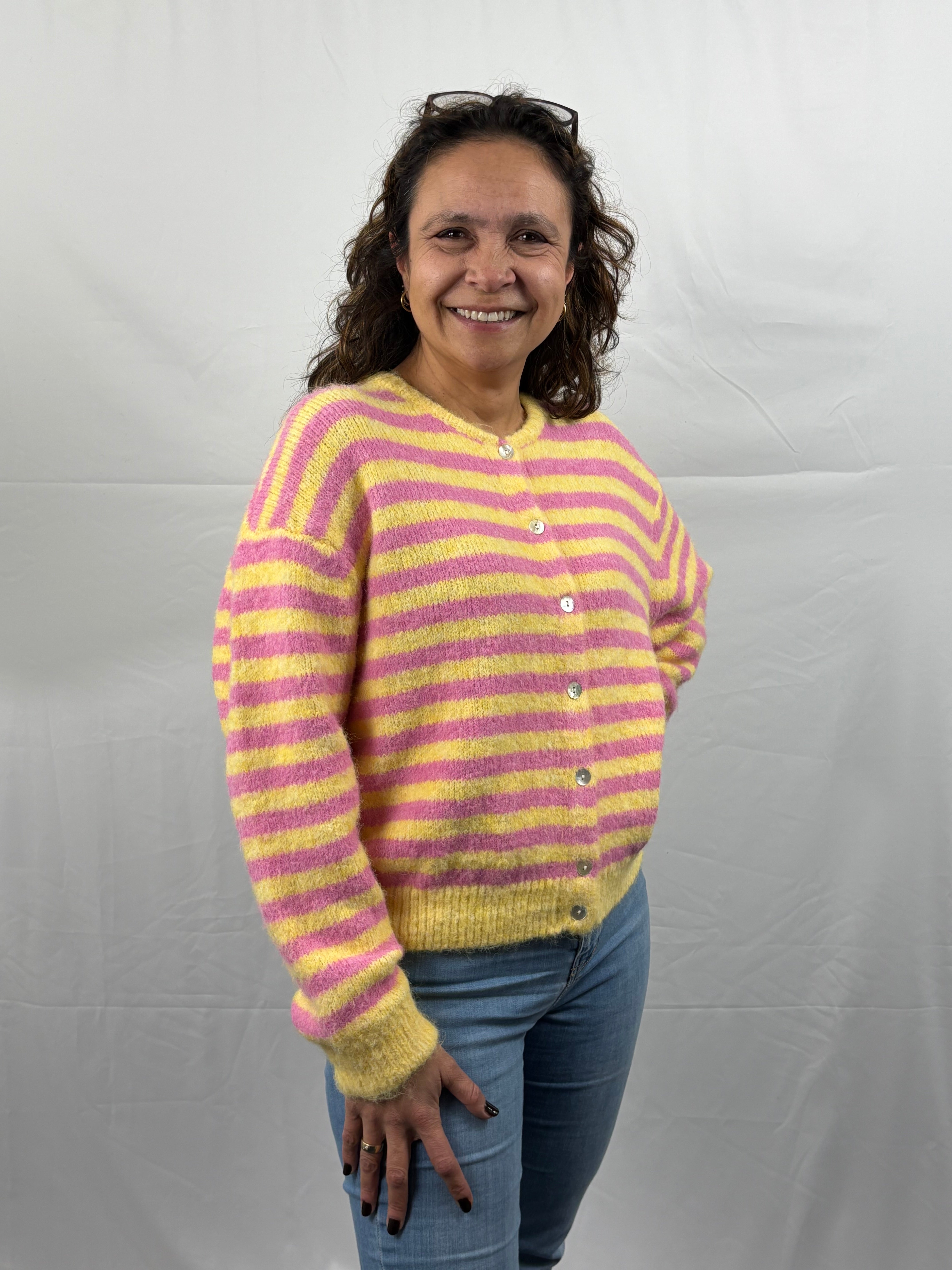 Stripe love trui - Geel