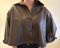 Naomi Leren blouse - Bruin