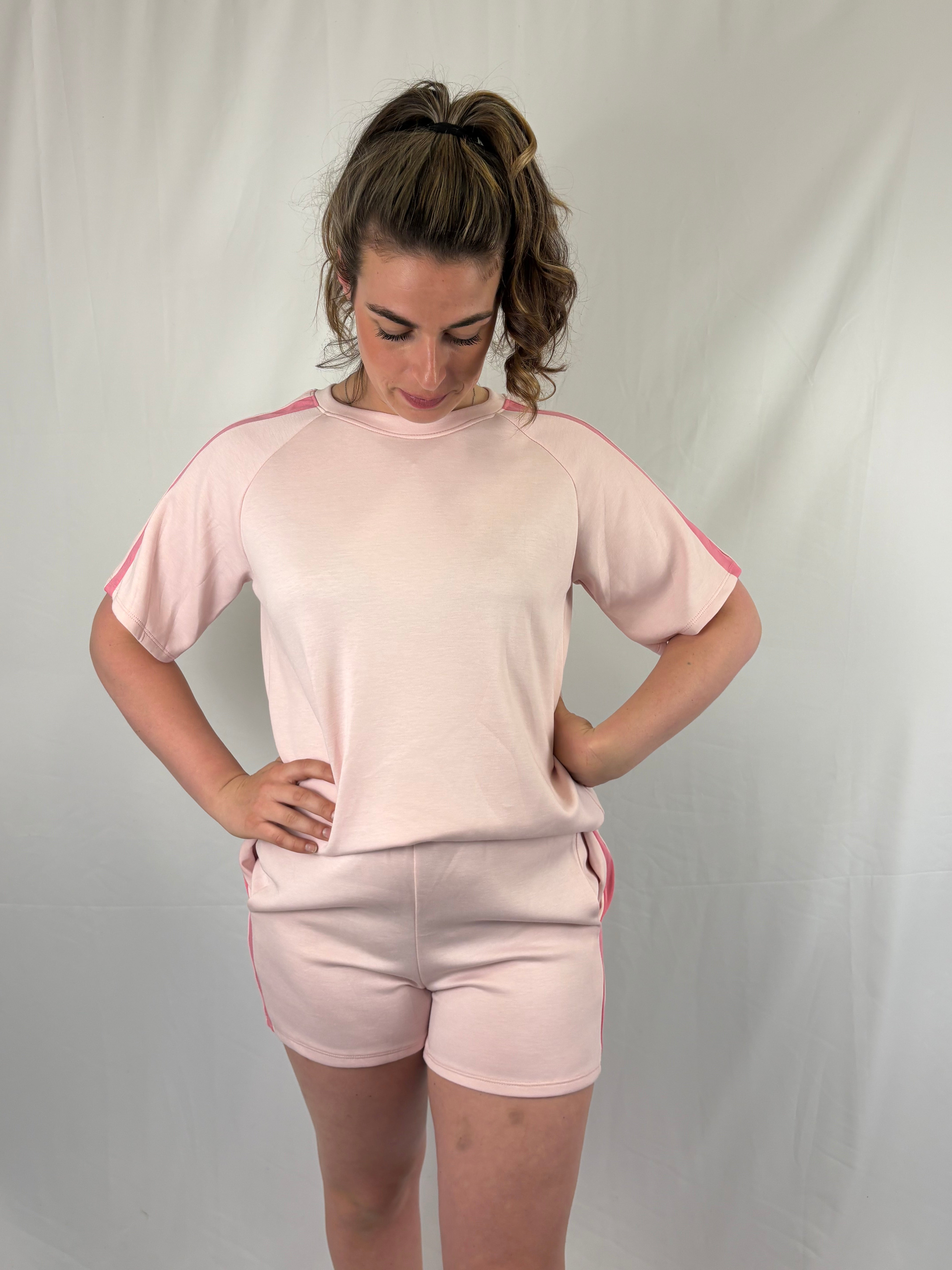Blush stripe set - Roze