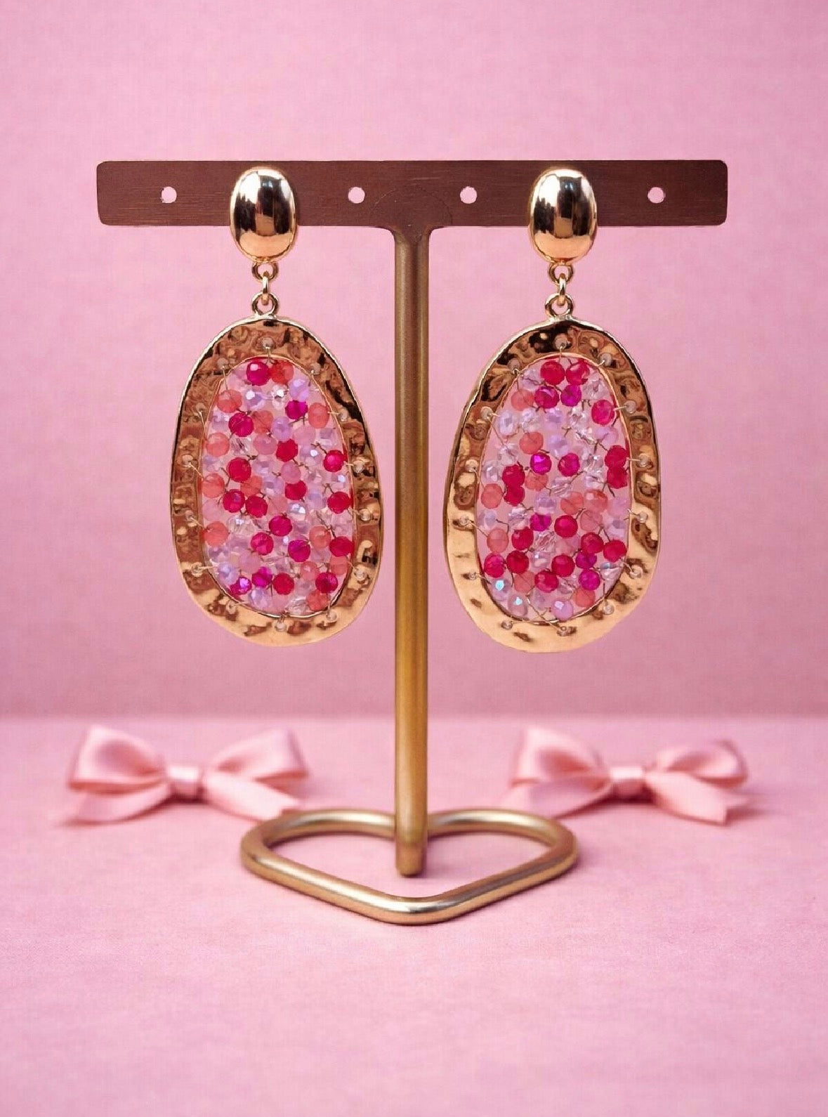 Oorbellen color & gold - Roze