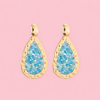 Aqua Teardrop - Oorbel