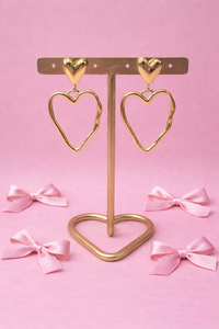 Oorbellen golden swirl heart - Goud