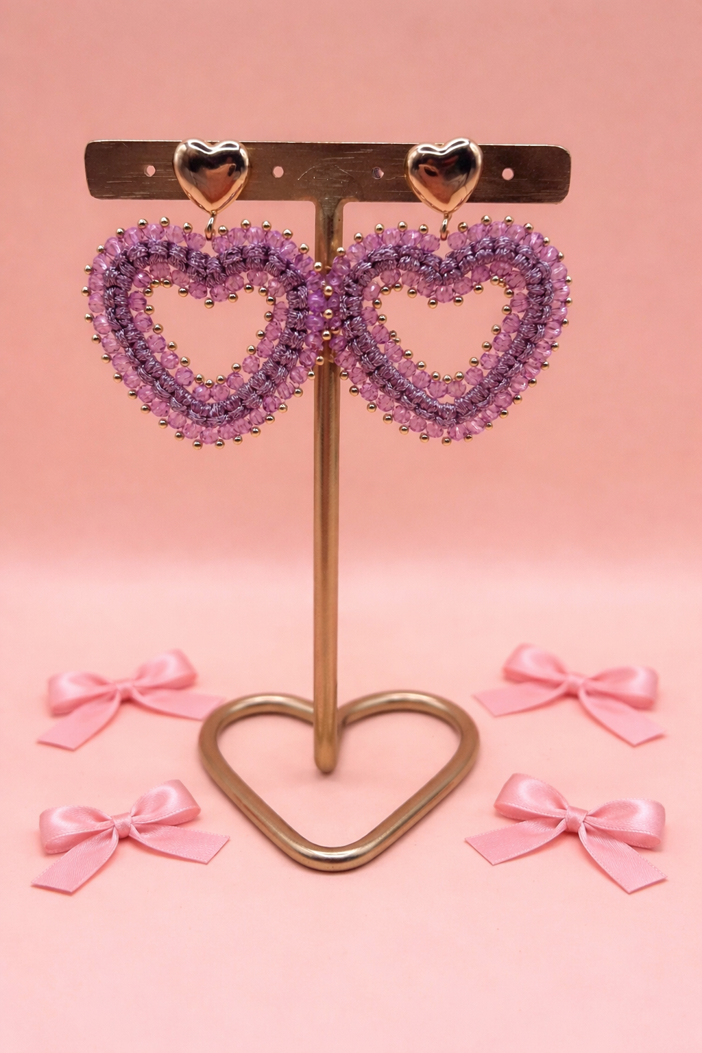 Oorbellen lila love - Paars
