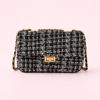 Tweed Glam Shoulderbag- zwart/wit