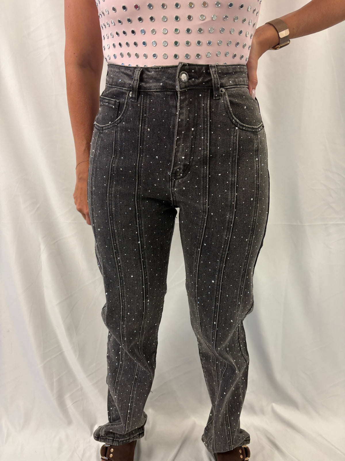 Midnight sparkle wide leg - Zwart