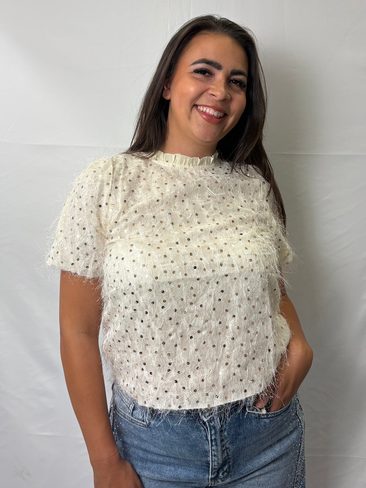 Sparkle top - Beige