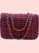 Tweed Glam Schoulderbag-bordeaux rood
